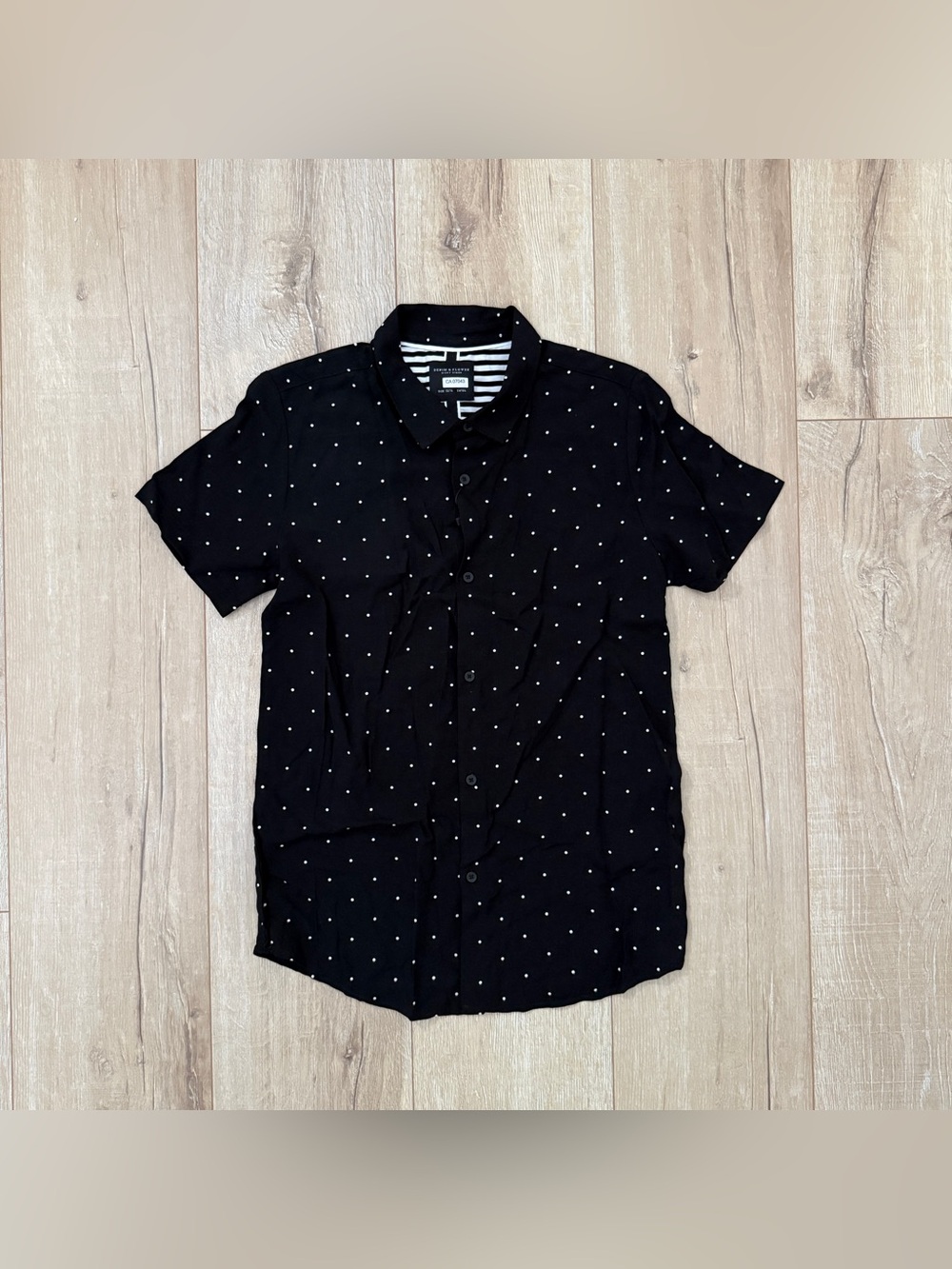 🔥4 for $20🔥Denim & Flower Black Polka Dot Youth Button Up Shirt 13-14